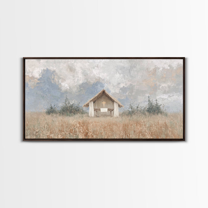 Fieldside Sanctuary – Framed Canvas Print – Christian Decor – Christian Wall Art – Minimalist Christian Art – Christian Art Canvas – Subtle