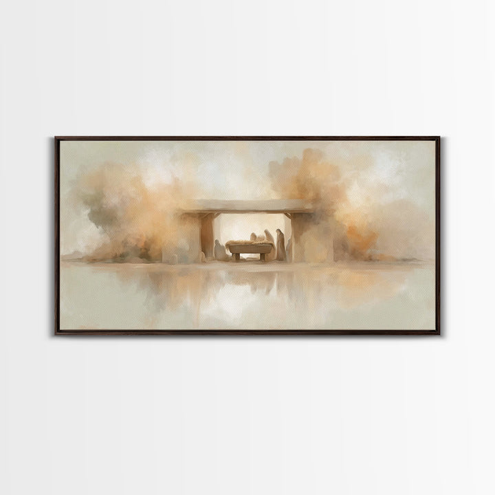 Nativity Dawn – Framed Canvas Print – Christian Christmas Art – Christmas Canvas Wall Art – Christian Wall Art – Modern Christian Art – Chr