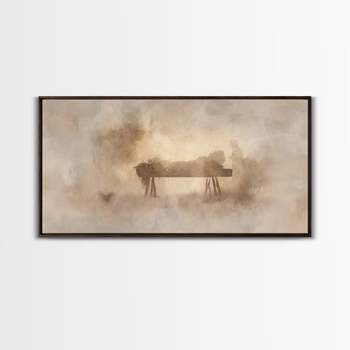 Holy Visitors, Framed Canvas Print, Christian Wall Art, Christian Christmas Art, Jesus Painting, Christmas Art, Christian Art Canvas