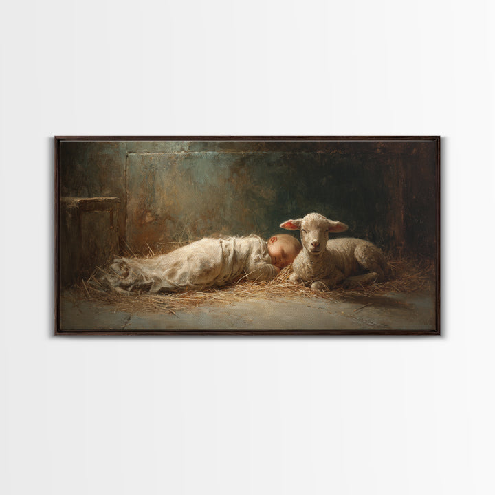 Shepherd Light | Framed Canvas Print | Christian Art Canvas | Jesus Painting | Christian Wall Art | Christian Christmas Art | Christmas Art