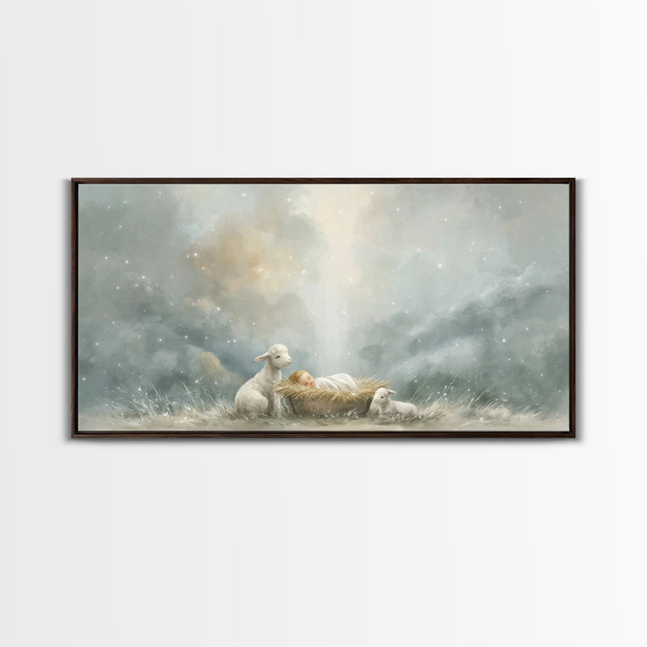 Lamb Of Peace – Framed Canvas Print – Christian Wall Art – Christian Art Canvas – Jesus Painting – Christian Christmas Art – Christmas Art