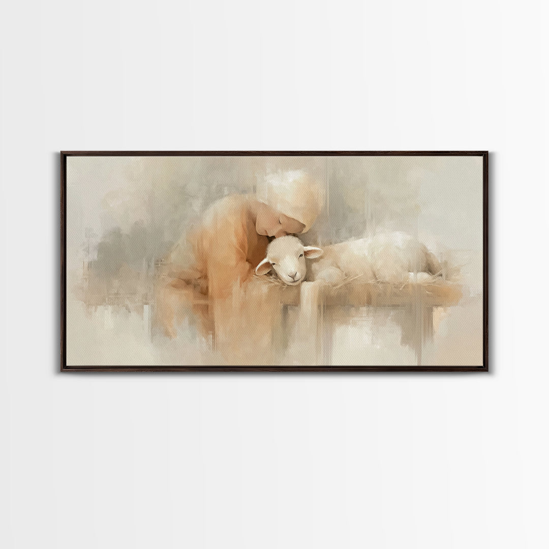 Tender Blessing – Framed Canvas Print – Christian Art Canvas – Christian Christmas Art – Christian Wall Art – Jesus Painting – Christmas Ar