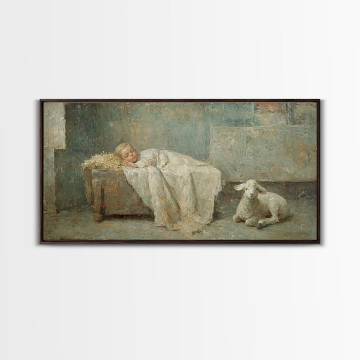 Silent Holy Rest – Framed Canvas Print – Christian Art Canvas – Christmas Wall Art – Jesus Painting – Christian Christmas Decor