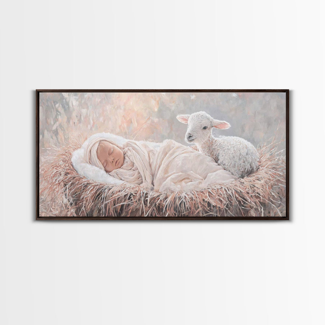 Light Of Nativity – Framed Canvas Print – Christian Art Canvas – Christian Christmas Art – Jesus Painting – Christmas Wall Art