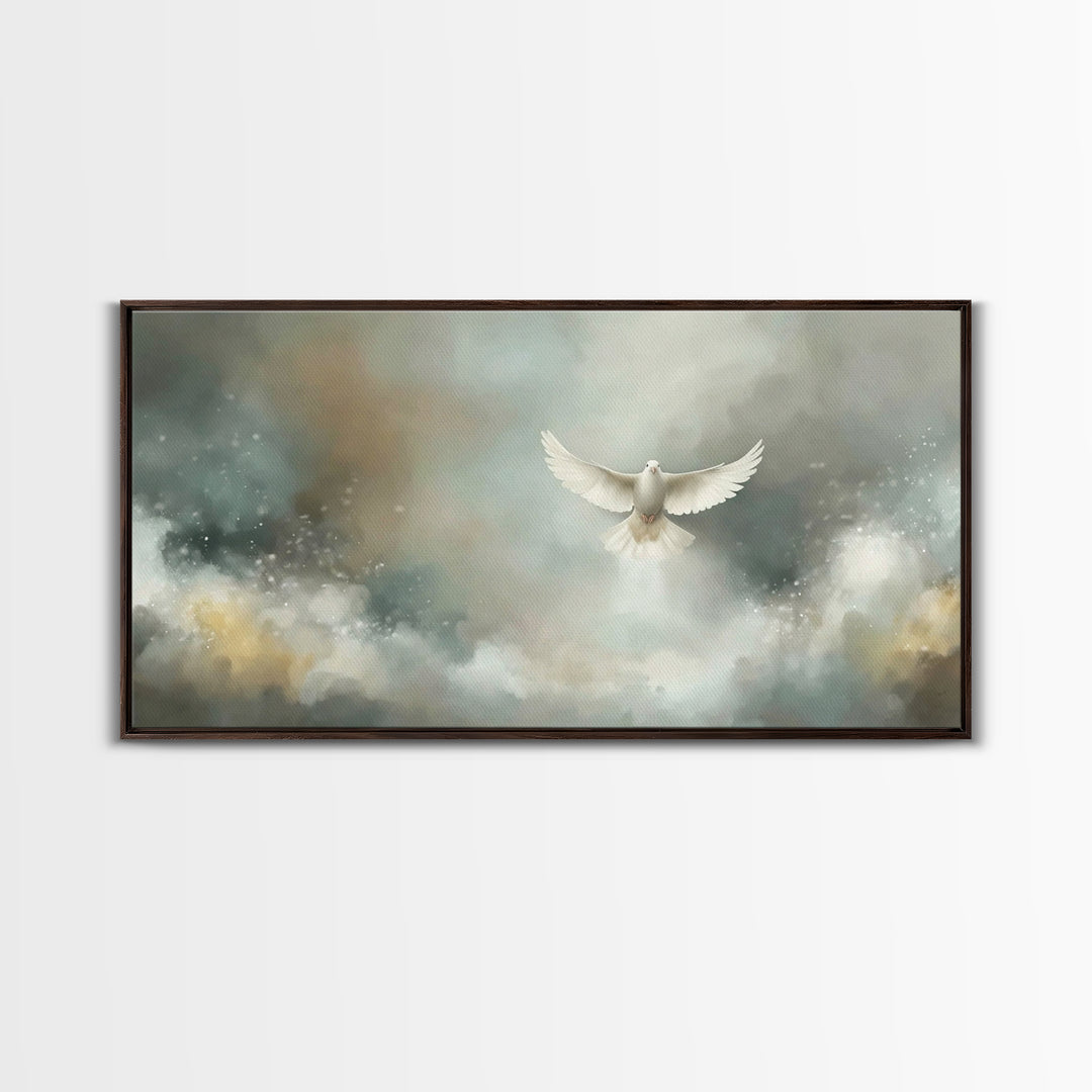 Cloudborne Peace – Framed Canvas Print – Christian Art Print – Blue Christian Art – Christian Decor For Home – Christmas Art