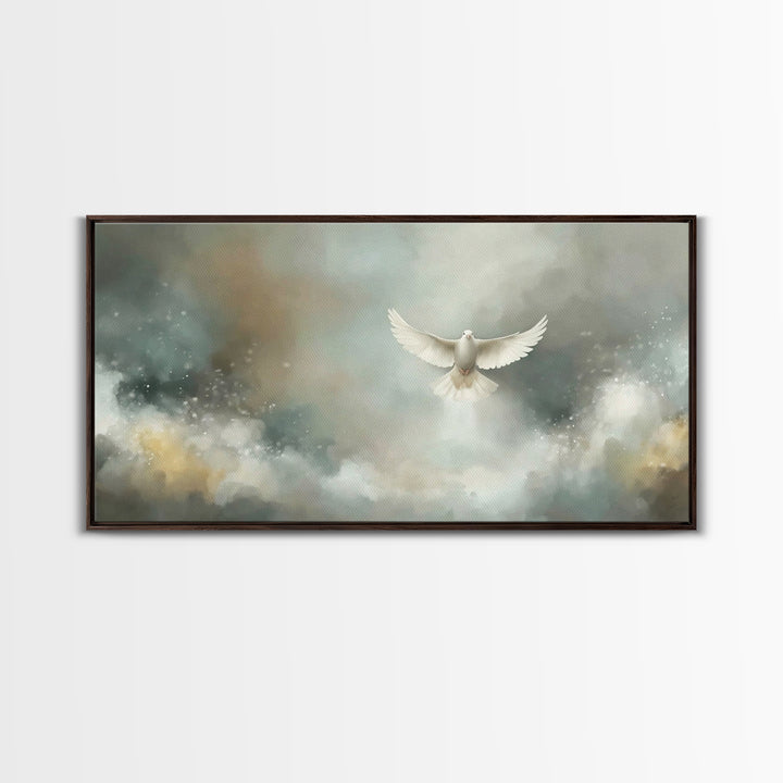 Cloudborne Peace – Framed Canvas Print – Christian Art Print – Blue Christian Art – Christian Decor For Home – Christmas Art