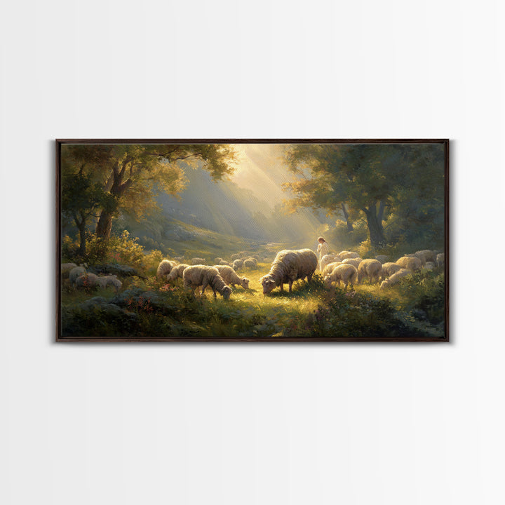 Shepherds Of Light – Framed Canvas Print – Christian Wall Art – Christian Art Canvas – Jesus Painting – Christmas Art – Christian Christmas