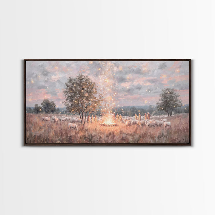 Glory In The Field | Framed Canvas Print | Christian Art Canvas | Christmas Art | Christian Wall Art | Jesus Painting | Christian Christmas