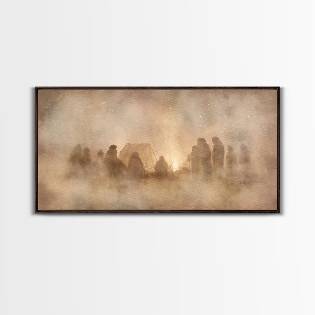 Silent Star Gathering | Framed Canvas Print | Christian Wall Art | Jesus Painting | Christmas Art | Christian Christmas Art | Christian Art