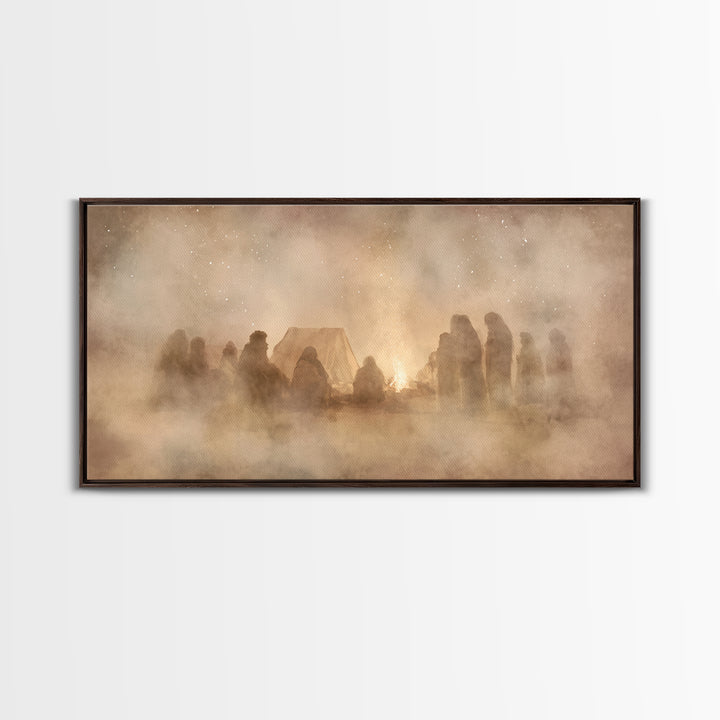 Silent Star Gathering | Framed Canvas Print | Christian Wall Art | Jesus Painting | Christmas Art | Christian Christmas Art | Christian Art