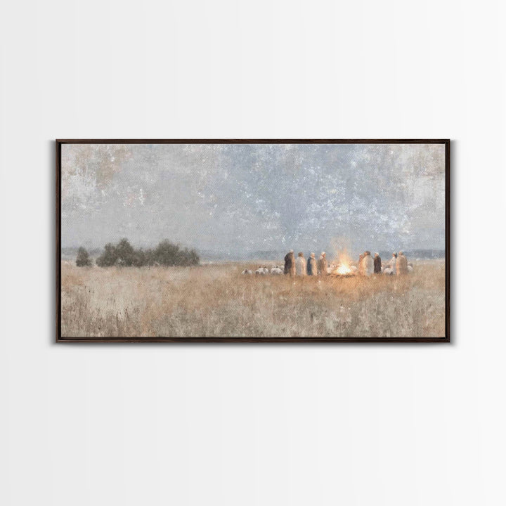 Fireside Revelation – Framed Canvas Print – Christian Art Canvas – Christian Wall Art – Jesus Painting – Christmas Art – Christian Christma