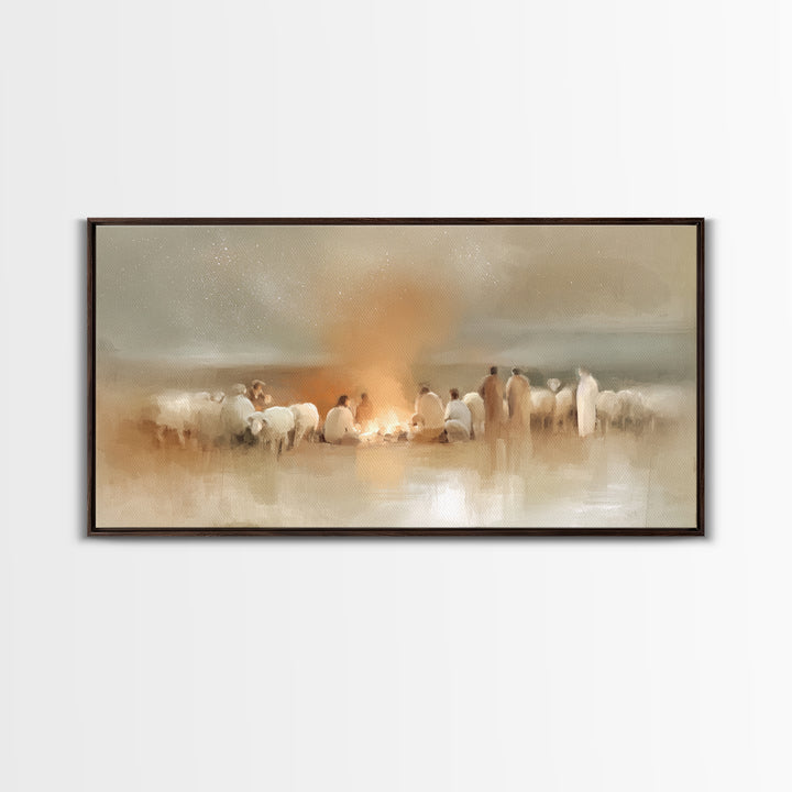 Starborn Vigil | Framed Canvas Print | Christian Wall Art | Christmas Art | Jesus Painting | Christian Christmas Art | Christian Art Canvas