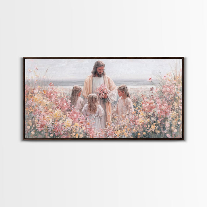 Blossoms Of Grace – Framed Canvas Print – Christian Wall Art – Jesus Painting – Christian Art Canvas – Christian Decor – Christian Gift Ide