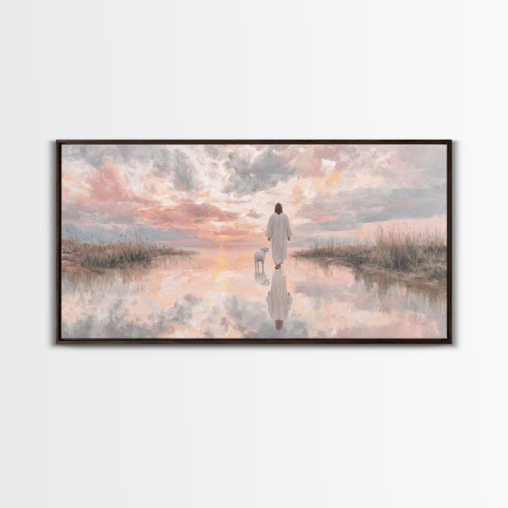 Sunset Promise, Framed Canvas Print, Christian Art Canvas, Christian Wall Art, Jesus Painting, Christian Christmas Art, Modern Christian Pa