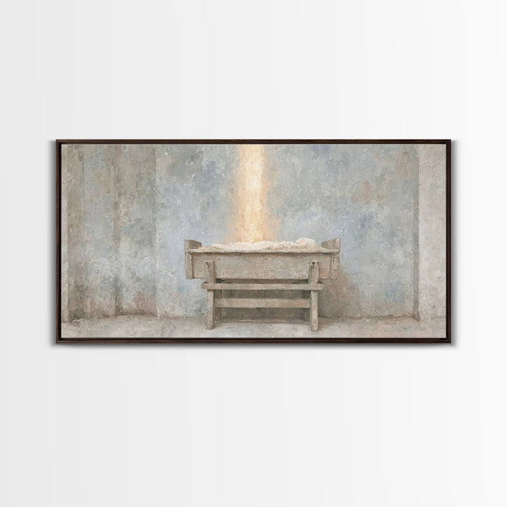 Infant Promise Glow, Framed Canvas Print, Christian Art Work, Minimalist Christian Art, Christmas Art Prints, Christian Christmas