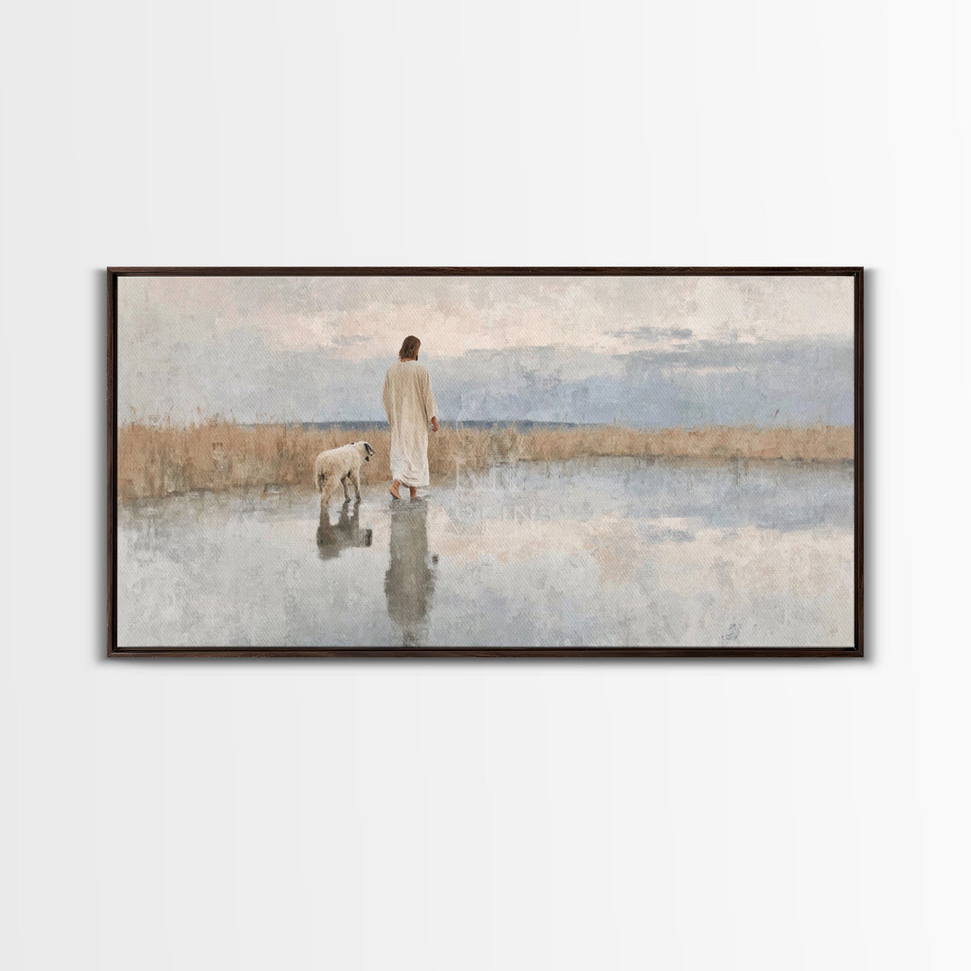 Still Waters Guide – Framed Canvas Print – Christian Art Canvas – Christian Wall Art – Jesus Painting – Abstract Christian Art – Christian