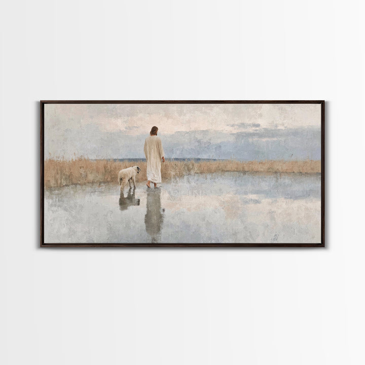 Still Waters Guide – Framed Canvas Print – Christian Art Canvas – Christian Wall Art – Jesus Painting – Abstract Christian Art – Christian