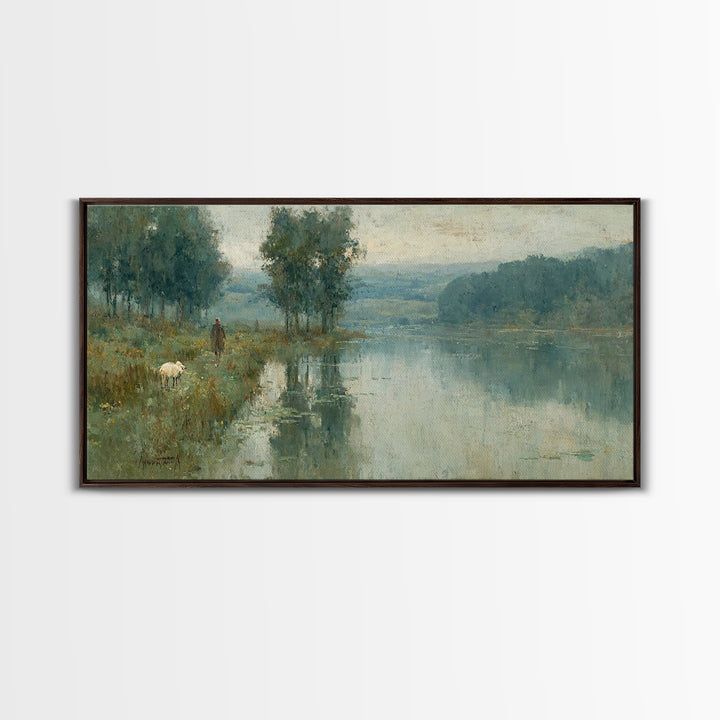 Quiet Pasture Light - Framed Canvas Print - Christian Wall Art - Christian Art Canvas - Jesus Painting - Christian Christmas Art