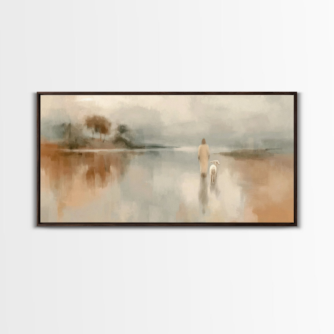 Soft Morning Journey - Framed Canvas Print - Christian Art Canvas - Christian Wall Art - Christian Christmas Art - Jesus Painting