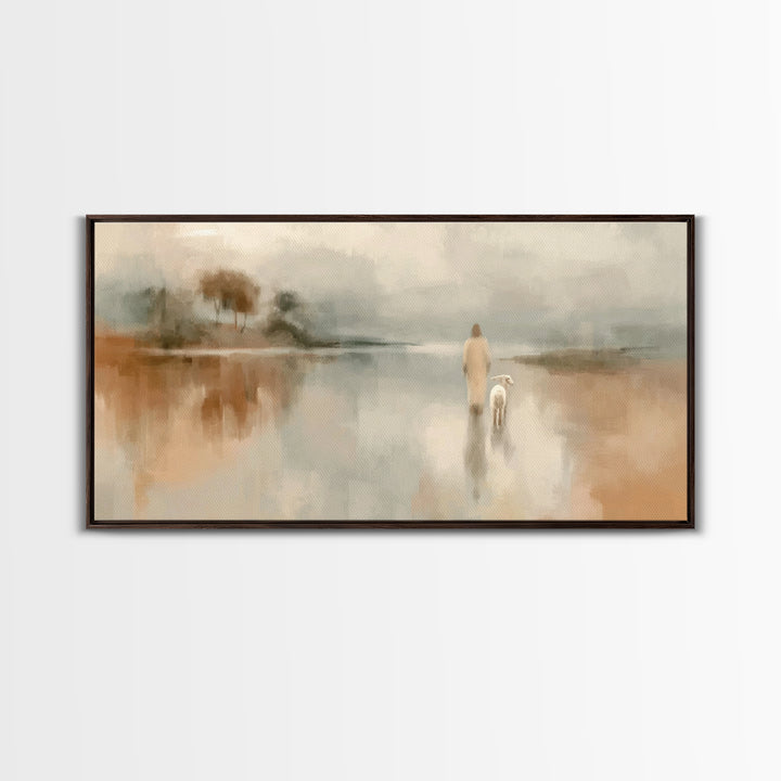 Soft Morning Journey - Framed Canvas Print - Christian Art Canvas - Christian Wall Art - Christian Christmas Art - Jesus Painting