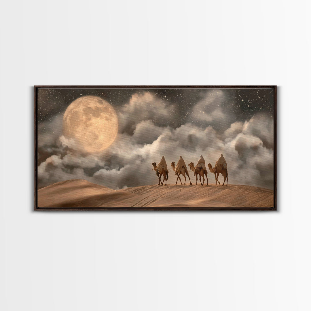 Desert Moon Journey, Framed Canvas Print, Christian Art Canvas, Christian Art Print, Christian Wall Art, Christian Christmas Art, Jesus Pai