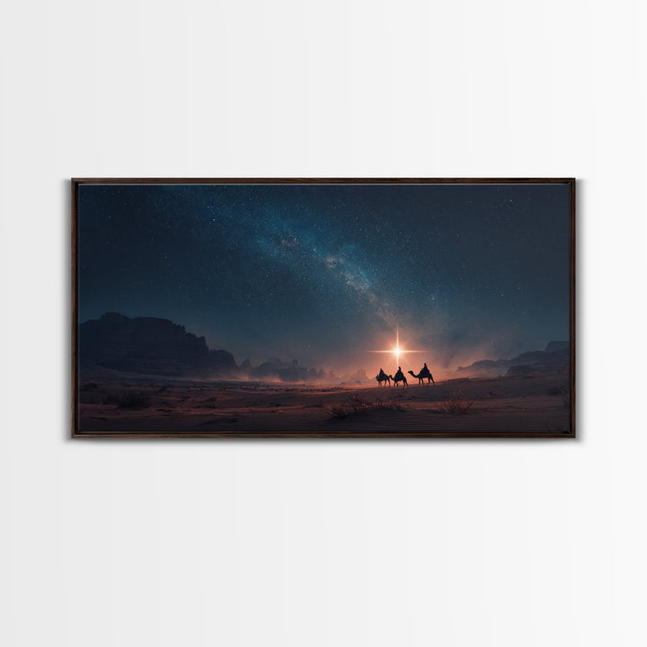 Night Star Caravan – Framed Canvas Print – Jesus Painting – Christian Wall Art – Christian Art Canvas – Christian Art Print – Christmas Art