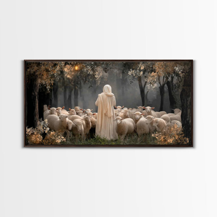 Shepherd’s Care | Framed Canvas Print | Christian Wall Art | Christmas Art | Christian Art Canvas | Jesus Painting | Christian Art Print
