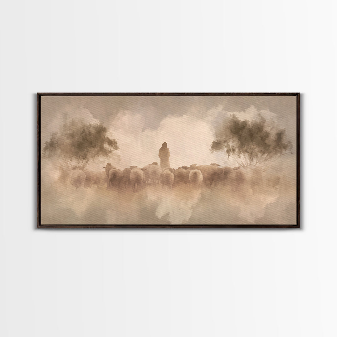 Morning Shepherd | Framed Canvas Print | Christian Christmas Art | Christian Art Canvas | Christian Wall Art | Christian Art Print | Jesus