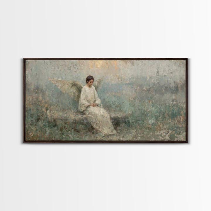 Silent Guardian - Framed Canvas Print - Christian Art Canvas - Angel Christian Art - Christian Wall Art - Subtle Christian Art