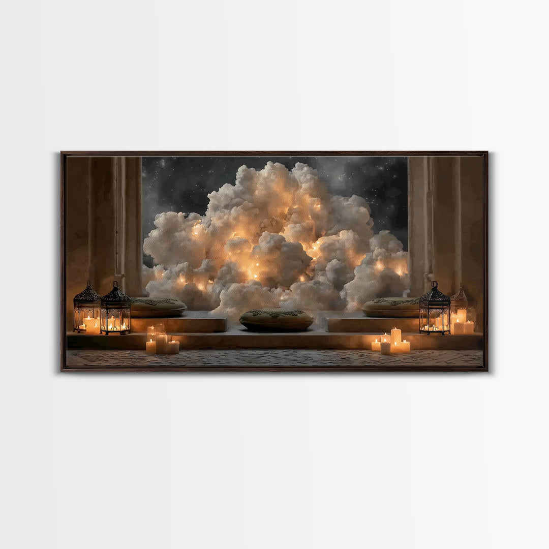 Celestial Glow - Framed Canvas Print - Christian Christmas Art - Christian Art Canvas - Moody Christmas Art - Christian Wall Art