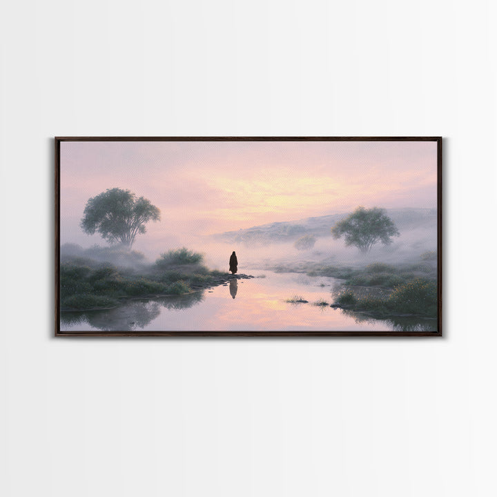 Misty Valley Peace – Framed Canvas Print – Christian Wall Art – Jesus Painting – Christian Art Canvas – Subtle Christian Art – Christian De
