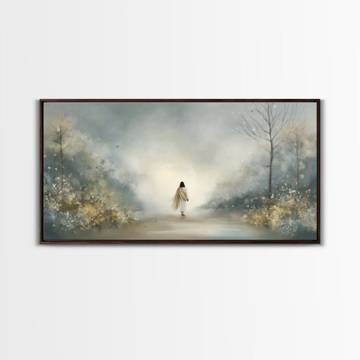Garden Way Promise, Framed Canvas Print, Christian Wall Art, Jesus Painting, Christian Art Canvas, Modern Christian Art, Christian Gift Ide