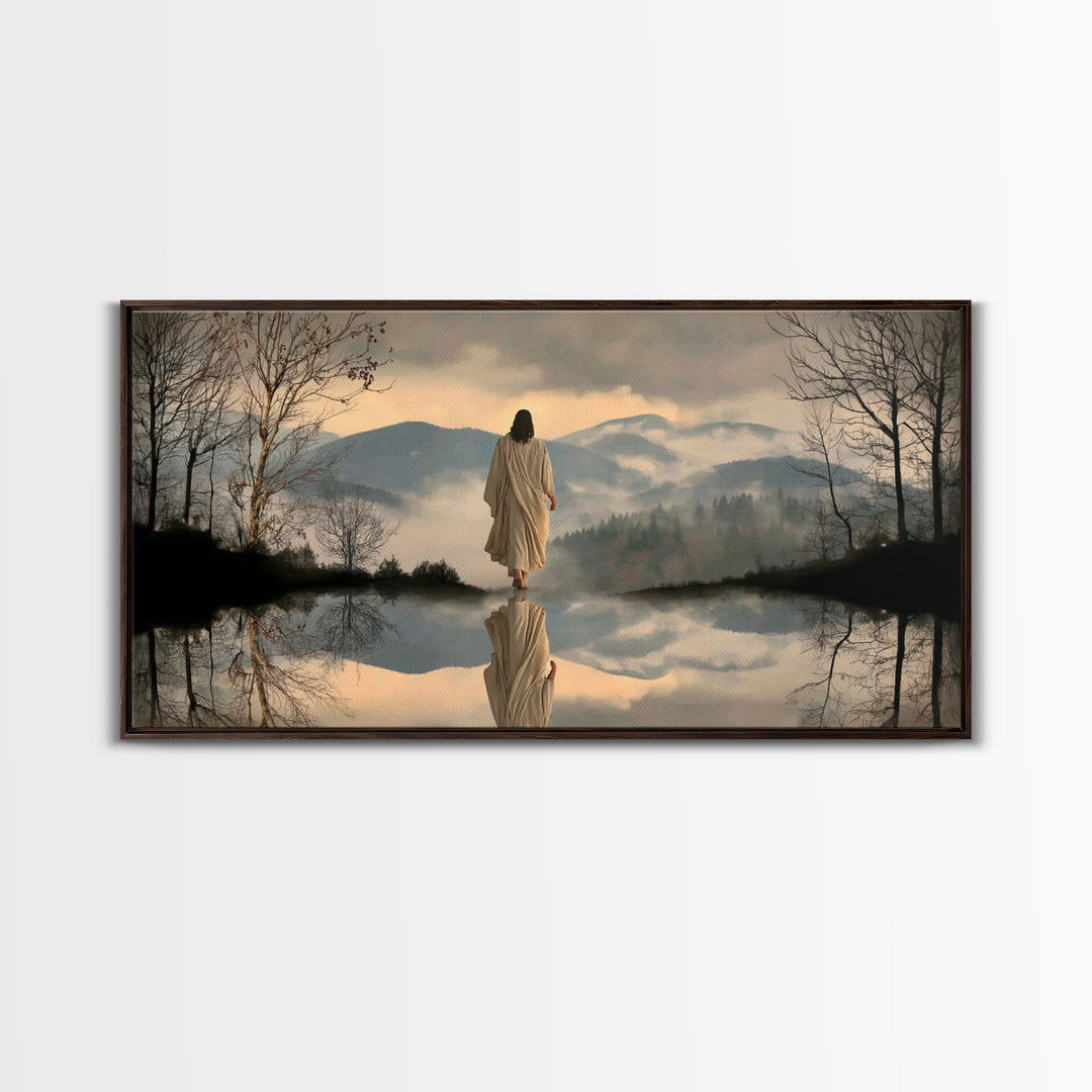 Mountain Peace Journey – Framed Canvas Print – Christian Wall Art – Jesus Painting – Christian Art Canvas – Moody Christian Art – Christian