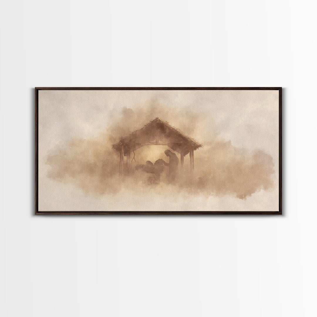 Silent Nativity – Framed Canvas Print – Christian Wall Art – Jesus Painting – Christian Christmas Art – Christmas Wall Art – Christian Deco