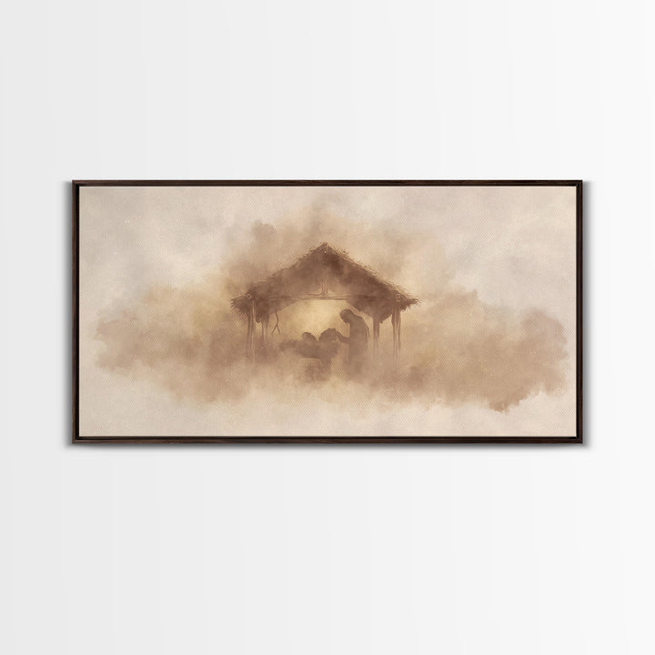 Silent Nativity – Framed Canvas Print – Christian Wall Art – Jesus Painting – Christian Christmas Art – Christmas Wall Art – Christian Deco