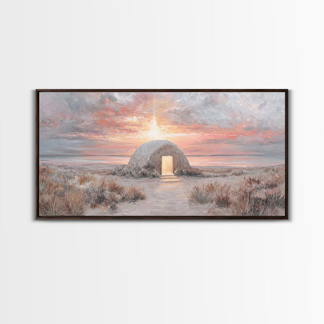 Manger Light – Framed Canvas Print – Christian Christmas Art – Christmas Wall Art – Jesus Painting – Christian Art Canvas – Christian Decor