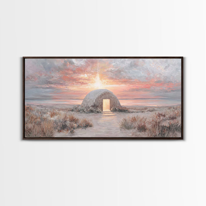 Manger Light – Framed Canvas Print – Christian Christmas Art – Christmas Wall Art – Jesus Painting – Christian Art Canvas – Christian Decor