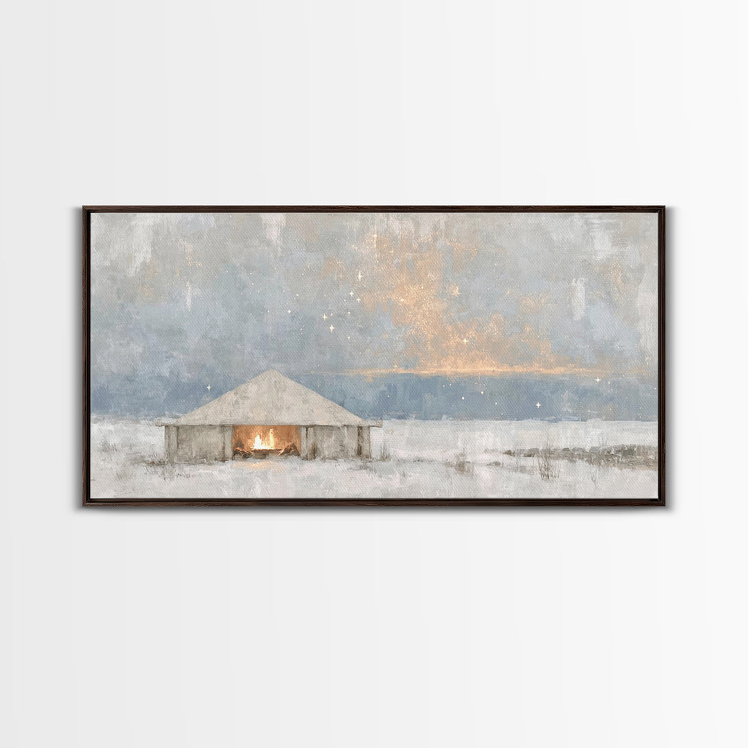 Sacred Arrival – Framed Canvas Print – Christian Art Canvas – Jesus Painting – Christian Wall Art – Christian Christmas Art – Christian Dec