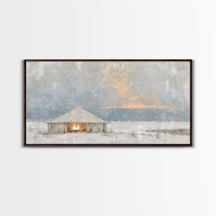 Sacred Arrival – Framed Canvas Print – Christian Art Canvas – Jesus Painting – Christian Wall Art – Christian Christmas Art – Christian Dec