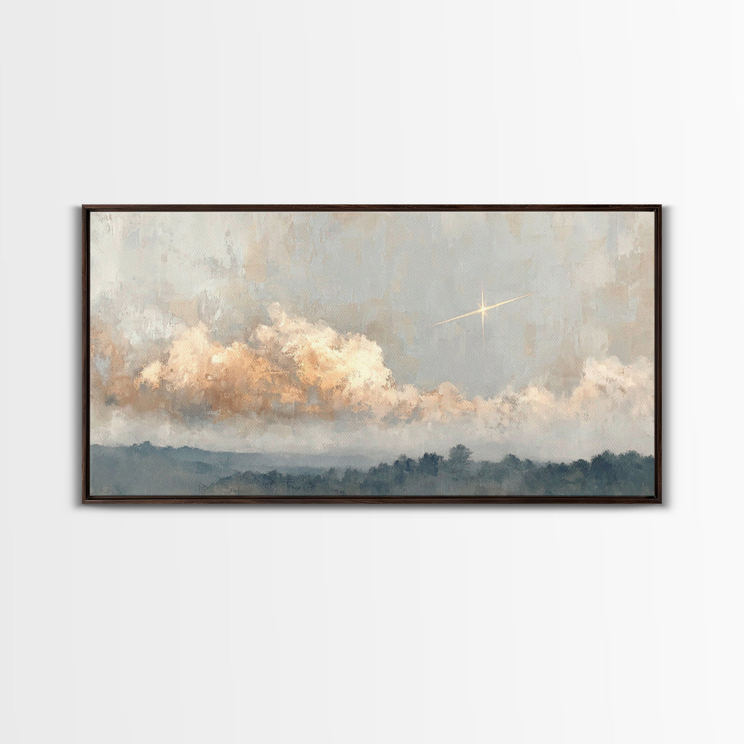 Guiding Star Dawn | Framed Canvas Print | Christian Wall Art | Subtle Christian Art | Christmas Art Work | Christian Art Canvas