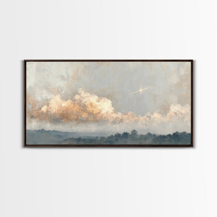 Guiding Star Dawn | Framed Canvas Print | Christian Wall Art | Subtle Christian Art | Christmas Art Work | Christian Art Canvas