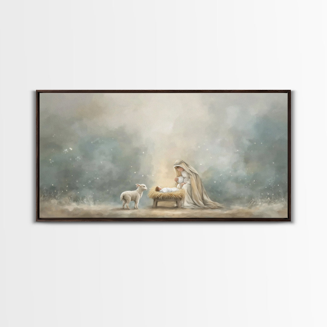 Heaven’s Gentle Dawn – Framed Canvas Print – Christian Art Canvas – Christian Wall Art – Jesus Painting – Christmas Art – Christian Christm