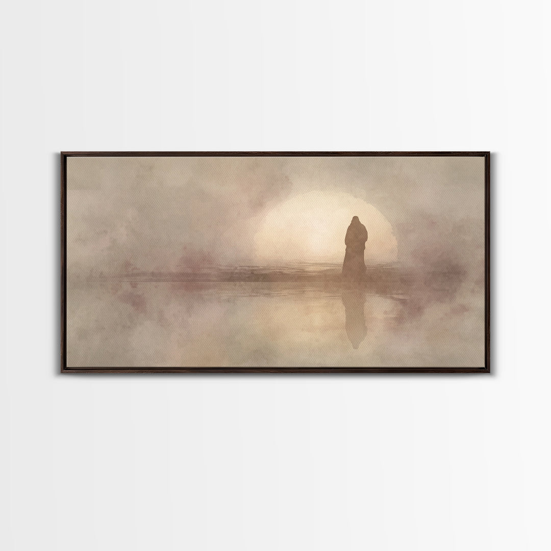 Divine Manger Glow, Framed Canvas Print, Christian Wall Art, Christian Art Canvas, Jesus Painting, Christmas Art, Christian Christmas