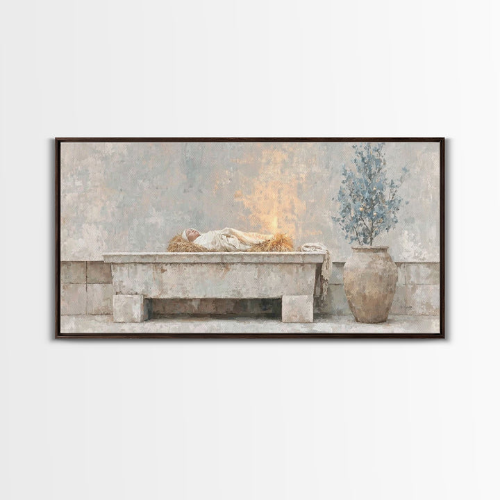 Nativity Dawn – Framed Canvas Print | Christian Christmas Art | Christmas Wall Art | Jesus Christmas Art | Christian Art Canvas | Christmas