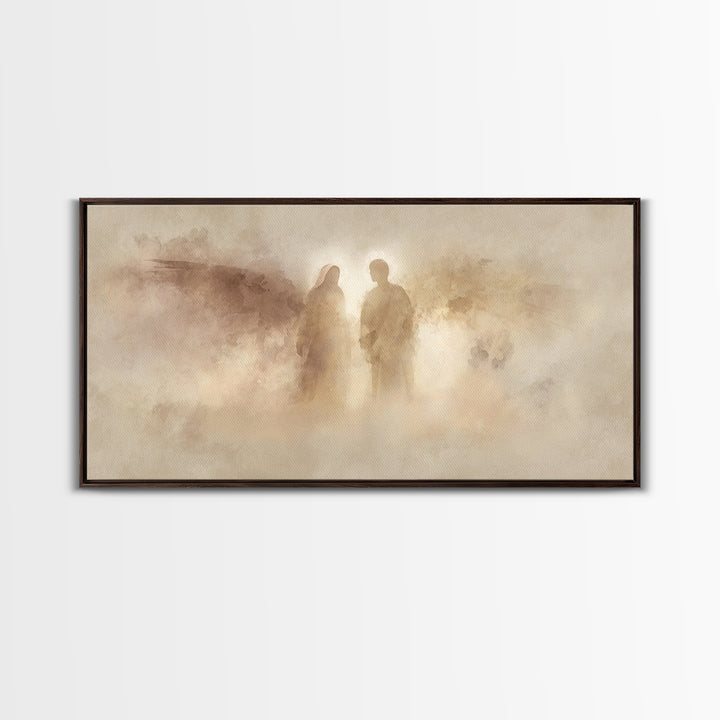 Heavenly Silhouettes – Framed Canvas Print – Christian Wall Art – Christmas Art Framed – Christian Art Canvas – Christian Christmas Decor