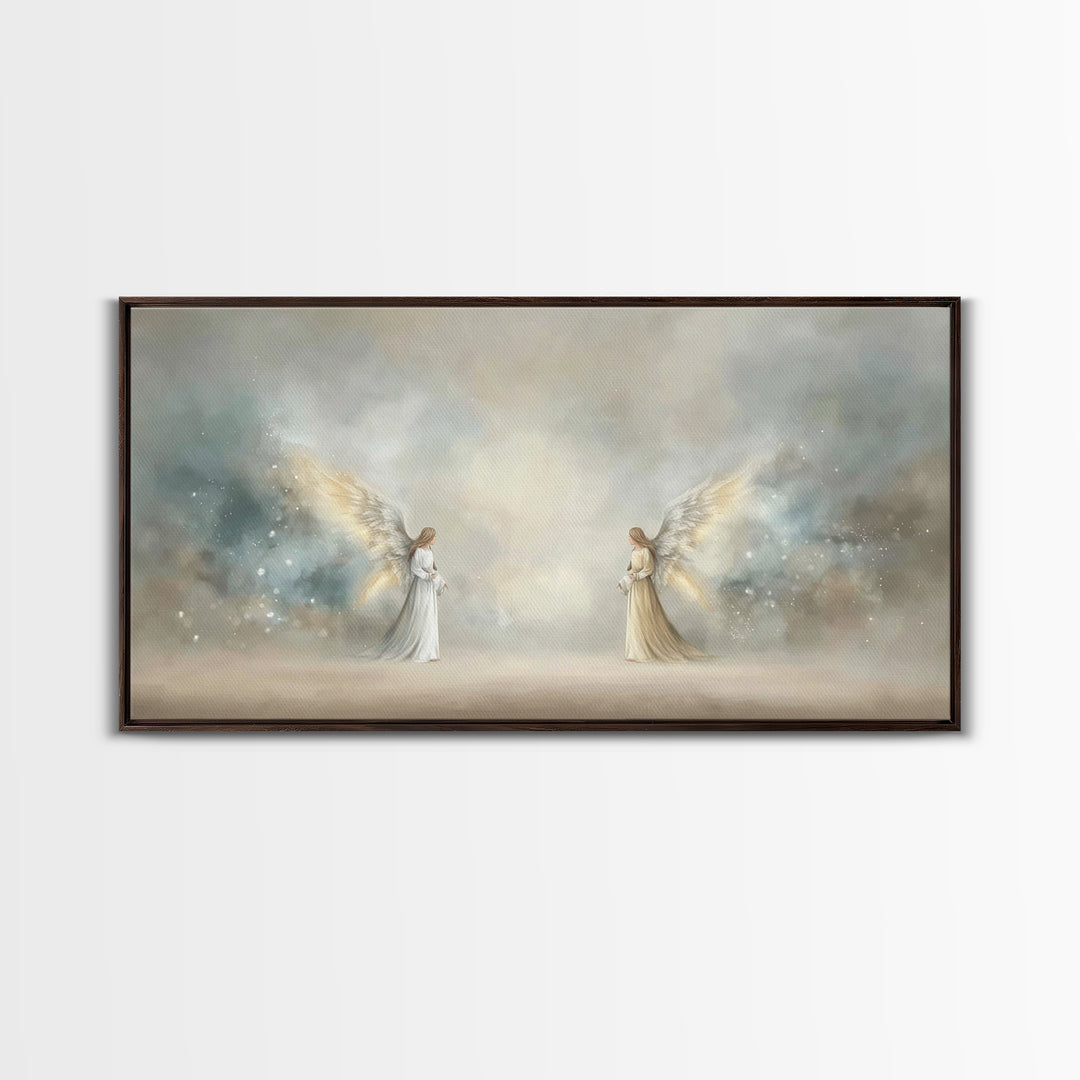 Serene Messengers – Framed Canvas Print – Christian Art Canvas – Framed Christian Art – Christian Christmas Art – Christmas Wall Art