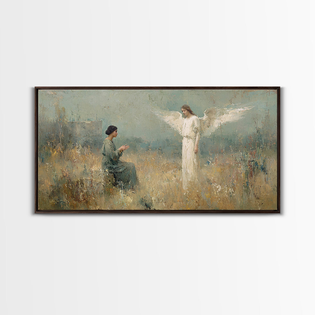Gentle Annunciation – Framed Canvas Print – Christian Art Canvas – Christian Art Print – Vintage Christian Art – Christian Wall Art