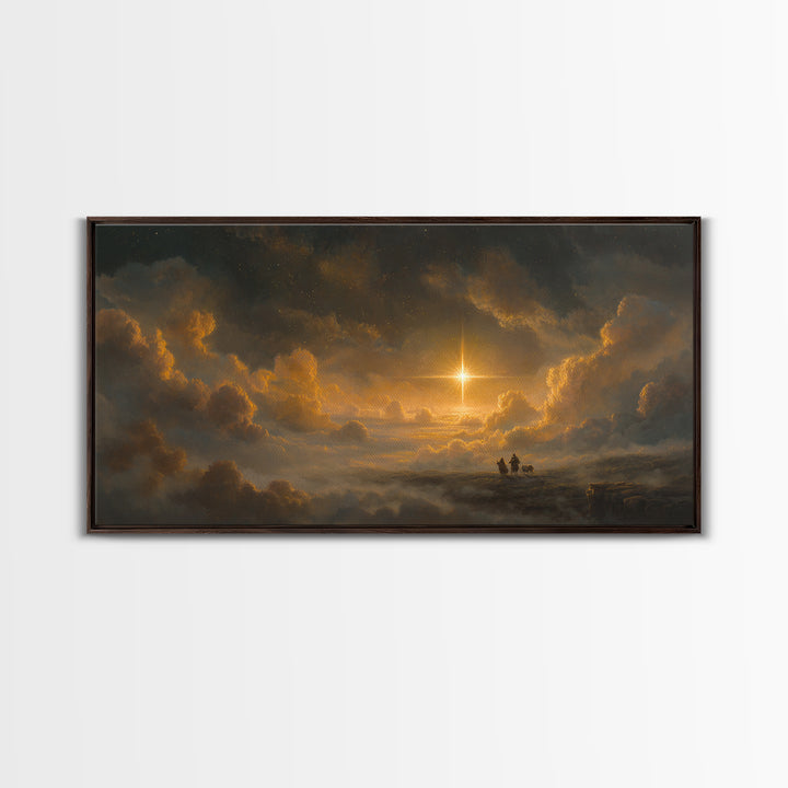 The Guiding Star - Framed Canvas Print - Christian Wall Art - Christmas Canvas Wall Art - Moody Christmas Art - Christian Christmas Art