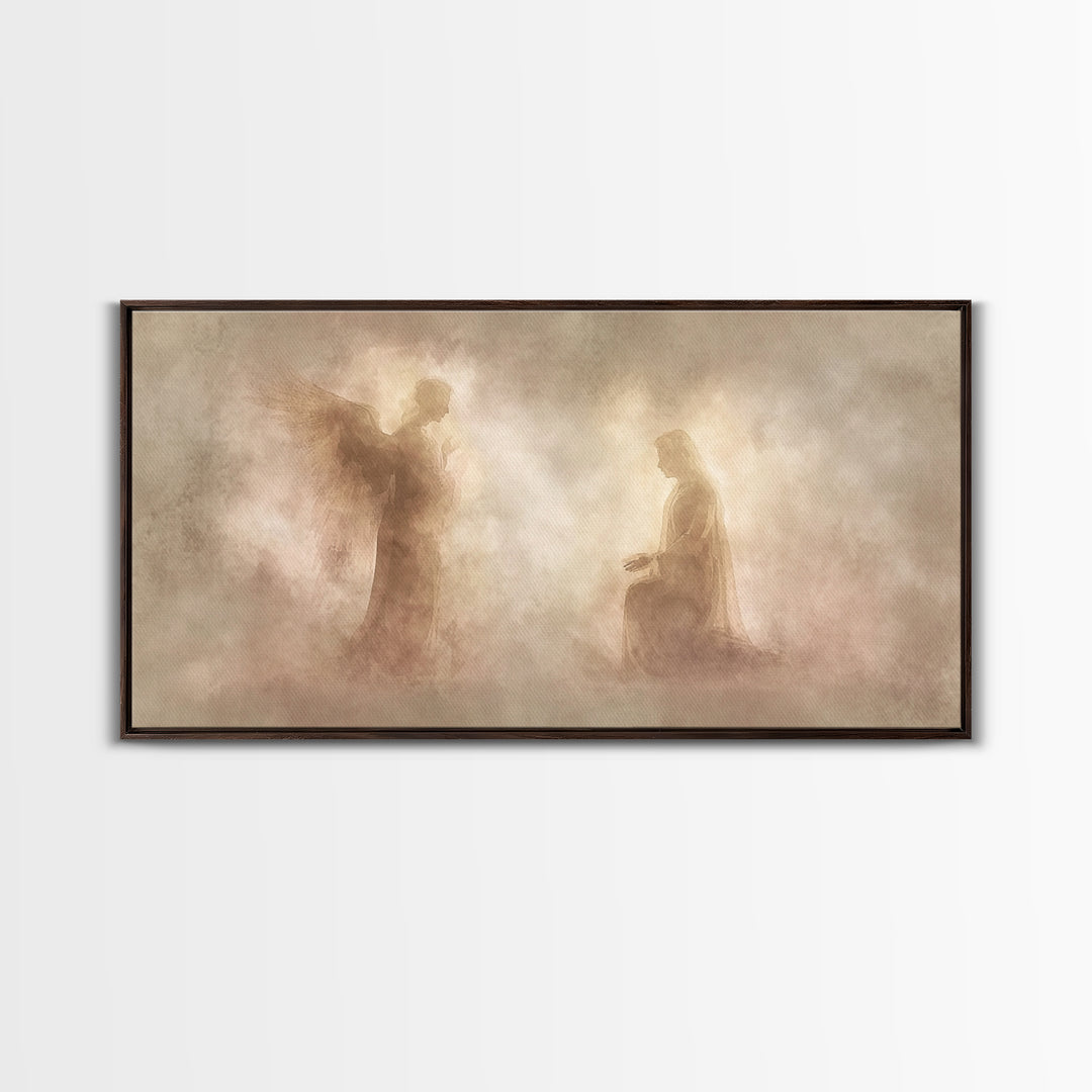 Sacred Encounter, Framed Canvas Print, Christian Art Canvas, Christian Painting, Subtle Christian Art, Christian Decor For Home, Modern Chr