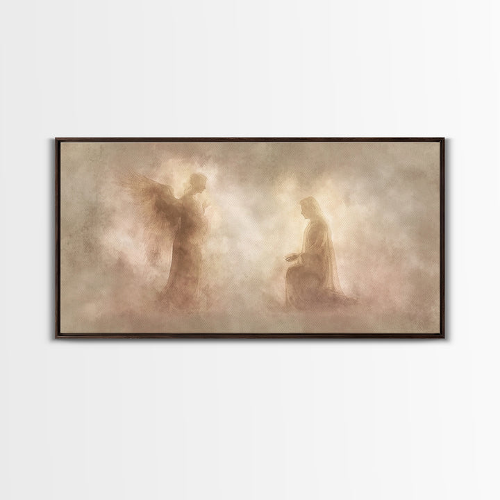 Sacred Encounter, Framed Canvas Print, Christian Art Canvas, Christian Painting, Subtle Christian Art, Christian Decor For Home, Modern Chr